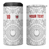 Custom World Football 2026 Turkey 4 in 1 Can Cooler Tumbler Crescent Stars Ottoman Baroque White Version