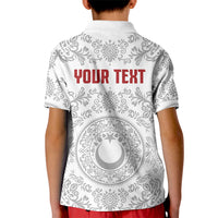 Custom World Football 2026 Turkey Kid Polo Shirt Crescent Stars Ottoman Baroque White Version