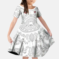 Custom World Football 2026 Turkey Kid Short Sleeve Dress Crescent Stars Ottoman Baroque White Version