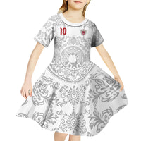 Custom World Football 2026 Turkey Kid Short Sleeve Dress Crescent Stars Ottoman Baroque White Version