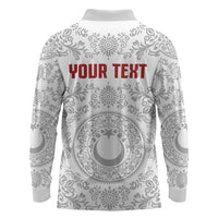 Custom World Football 2026 Turkey Long Sleeve Polo Shirt Crescent Stars Ottoman Baroque White Version