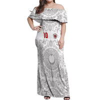 Custom World Football 2026 Turkey Off Shoulder Maxi Dress Crescent Stars Ottoman Baroque White Version