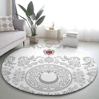 World Football 2026 Turkey Round Carpet Crescent Stars Ottoman Baroque White Version