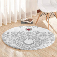 World Football 2026 Turkey Round Carpet Crescent Stars Ottoman Baroque White Version