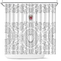 World Football 2026 Turkey Shower Curtain Crescent Stars Ottoman Baroque White Version