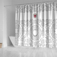 World Football 2026 Turkey Shower Curtain Crescent Stars Ottoman Baroque White Version