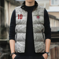 Custom World Football 2026 Turkey Sleeveless Puffer Jacket Crescent Stars Ottoman Baroque White Version