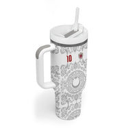 Custom World Football 2026 Turkey Tumbler With Handle Crescent Stars Ottoman Baroque White Version