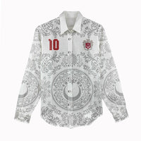 Custom World Football 2026 Turkey Women Casual Shirt Crescent Stars Ottoman Baroque White Version