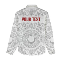 Custom World Football 2026 Turkey Women Casual Shirt Crescent Stars Ottoman Baroque White Version