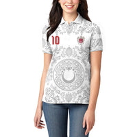 Custom World Football 2026 Turkey Women Polo Shirt Crescent Stars Ottoman Baroque White Version