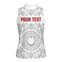Custom World Football 2026 Turkey Women Sleeveless Polo Shirt Crescent Stars Ottoman Baroque White Version