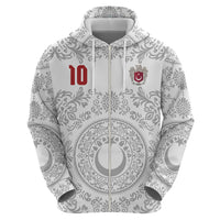 Custom World Football 2026 Turkey Zip Hoodie Crescent Stars Ottoman Baroque White Version