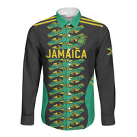Custom Afro-Jamaicans Football Long Sleeve Button Shirt Reggae Boyz Tribal Glory