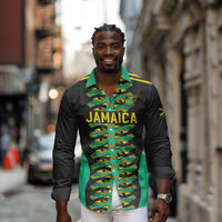 Custom Afro-Jamaicans Football Long Sleeve Button Shirt Reggae Boyz Tribal Glory