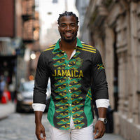 Custom Afro-Jamaicans Football Long Sleeve Button Shirt Reggae Boyz Tribal Glory