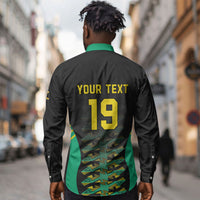 Custom Afro-Jamaicans Football Long Sleeve Button Shirt Reggae Boyz Tribal Glory