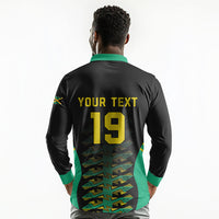 Custom Afro-Jamaicans Football Long Sleeve Polo Shirt Reggae Boyz Tribal Glory