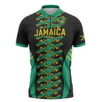 Custom Afro-Jamaicans Football Zipper Polo Shirt Reggae Boyz Tribal Glory