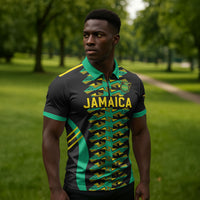 Custom Afro-Jamaicans Football Zipper Polo Shirt Reggae Boyz Tribal Glory