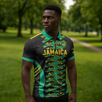 Custom Afro-Jamaicans Football Zipper Polo Shirt Reggae Boyz Tribal Glory