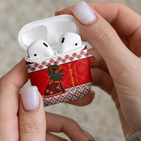 Personalized Romania Christmas AirPods Case Romanian Carpet The Goat Dance - Wonder Print Shop