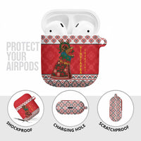 Personalized Romania Christmas AirPods Case Romanian Carpet The Goat Dance - Wonder Print Shop