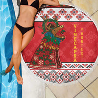 Personalized Romania Christmas Beach Blanket Romanian Carpet The Goat Dance - Wonder Print Shop