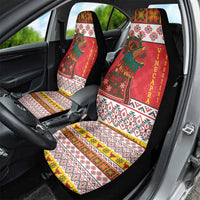 Personalized Romania Christmas Car Seat Cover Romanian Carpet The Goat Dance - Wonder Print Shop