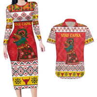 Personalized Romania Christmas Couples Matching Long Sleeve Bodycon Dress and Hawaiian Shirt Romanian Carpet The Goat Dance - Wonder Print Shop