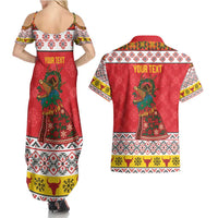 Personalized Romania Christmas Couples Matching Summer Maxi Dress and Hawaiian Shirt Romanian Carpet The Goat Dance - Wonder Print Shop