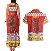 Personalized Romania Christmas Couples Matching Tank Maxi Dress and Hawaiian Shirt Romanian Carpet The Goat Dance - Wonder Print Shop