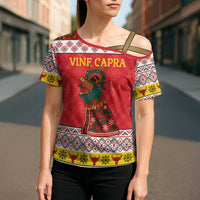 Personalized Romania Christmas Cross Shoulder Shirt Romanian Carpet The Goat Dance - Wonder Print Shop