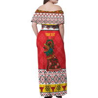 Personalized Romania Christmas Family Matching Off Shoulder Maxi Dress and Hawaiian Shirt Romanian Carpet The Goat Dance - Wonder Print Shop