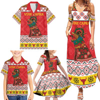 Personalized Romania Christmas Family Matching Summer Maxi Dress and Hawaiian Shirt Romanian Carpet The Goat Dance - Wonder Print Shop