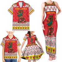 Personalized Romania Christmas Family Matching Tank Maxi Dress and Hawaiian Shirt Romanian Carpet The Goat Dance - Wonder Print Shop