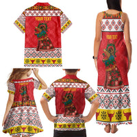 Personalized Romania Christmas Family Matching Tank Maxi Dress and Hawaiian Shirt Romanian Carpet The Goat Dance - Wonder Print Shop