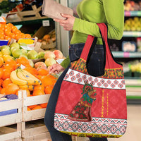 Personalized Romania Christmas Grocery Bag Romanian Carpet The Goat Dance - Wonder Print Shop