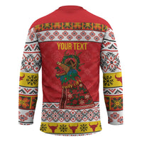 Personalized Romania Christmas Hockey Jersey Romanian Carpet The Goat Dance - Wonder Print Shop