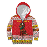 Personalized Romania Christmas Kid Hoodie Romanian Carpet The Goat Dance - Wonder Print Shop