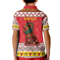 Personalized Romania Christmas Kid Polo Shirt Romanian Carpet The Goat Dance - Wonder Print Shop