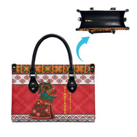 Personalized Romania Christmas Leather Bag Romanian Carpet The Goat Dance - Wonder Print Shop