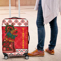 Personalized Romania Christmas Luggage Cover Romanian Carpet The Goat Dance - Wonder Print Shop