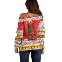Personalized Romania Christmas Off Shoulder Sweater Romanian Carpet The Goat Dance - Wonder Print Shop