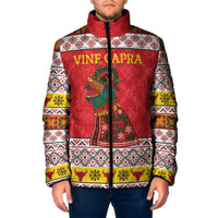 Personalized Romania Christmas Padded Jacket Romanian Carpet The Goat Dance - Wonder Print Shop