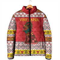 Personalized Romania Christmas Padded Jacket Romanian Carpet The Goat Dance - Wonder Print Shop