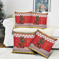 Personalized Romania Christmas Pillow Cover Romanian Carpet The Goat Dance - Wonder Print Shop