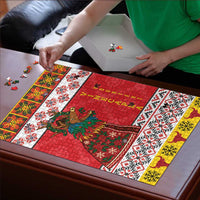 Personalized Romania Christmas Puzzle Romanian Carpet The Goat Dance - Wonder Print Shop