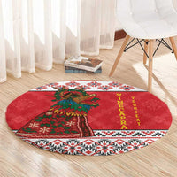 Personalized Romania Christmas Round Carpet Romanian Carpet The Goat Dance - Wonder Print Shop