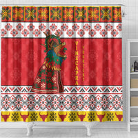 Personalized Romania Christmas Shower Curtain Romanian Carpet The Goat Dance - Wonder Print Shop
